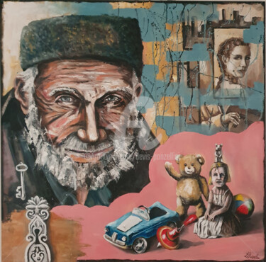 제목이 "Memories"인 미술작품 Devis Ponzellini로, 원작, 기름 나무 들것 프레임에 장착됨