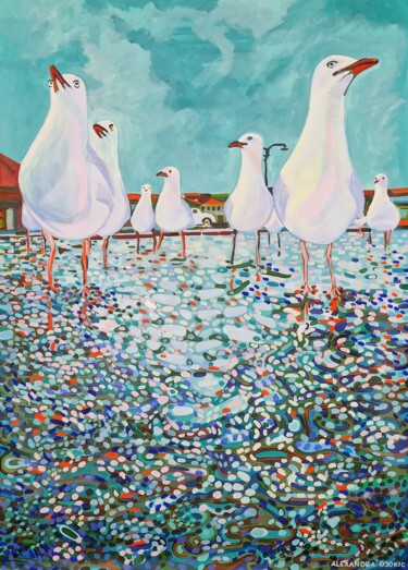 「At the beach / 101…」というタイトルの絵画 Alexandra Djokicによって, オリジナルのアートワーク, アクリル