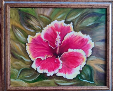 Pintura titulada "hibiscus" por Monique Maurice (Mona), Obra de arte original, Acrílico Montado en Bastidor de camilla de ma…