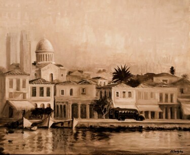 Peinture intitulée "Aegina island 1955" par Dimitrios Alexandridis, Œuvre d'art originale, Huile