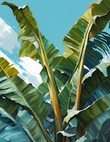 Digital Arts titled "Tropical Banana lea…" by Hazel, Original Artwork, Digital Painting