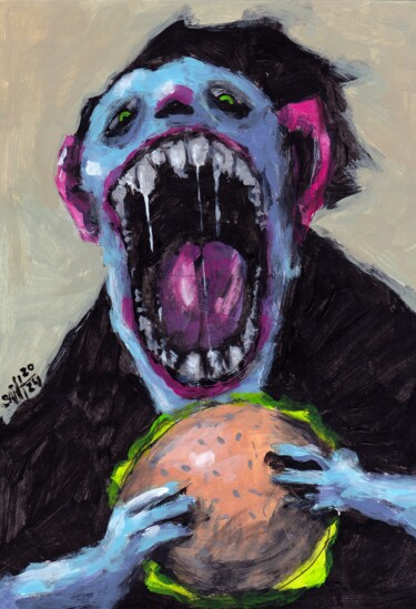 Peinture intitulée "Mr. Big Burger" par Aksenov Ruslan, Œuvre d'art originale, Acrylique