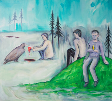绘画 标题为“In the marsh” 由Yuliya Kachan, 原创艺术品, 油 安装在木质担架架上