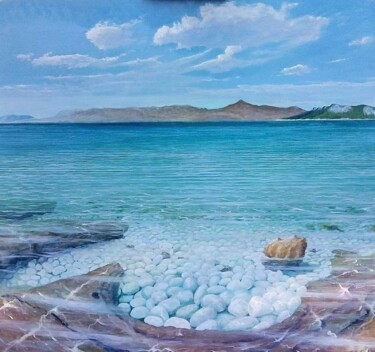 Painting titled "Sea pebbles" by Dimitrios Alexandridis, Original Artwork, Watercolor