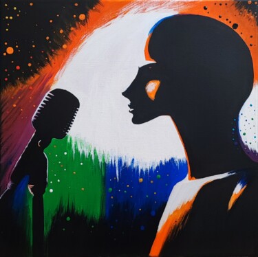 La chanteuse 绘画 标题为“La chanteuse” 由Jérémy Magnanou (Jemy-Art), 原创艺术品, 丙烯 安装在木质担架架上
