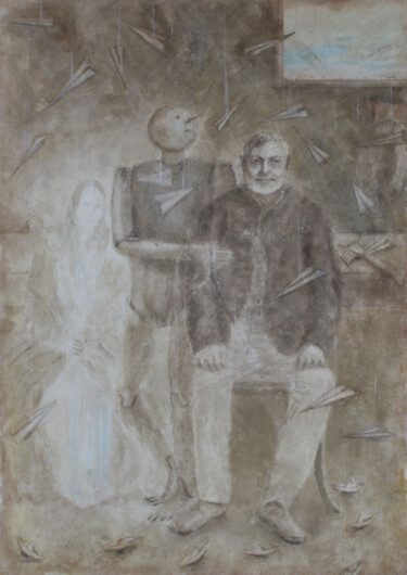Pintura titulada "Geppetto with the h…" por Aleksandr Tkachenko, Obra de arte original, Acuarela