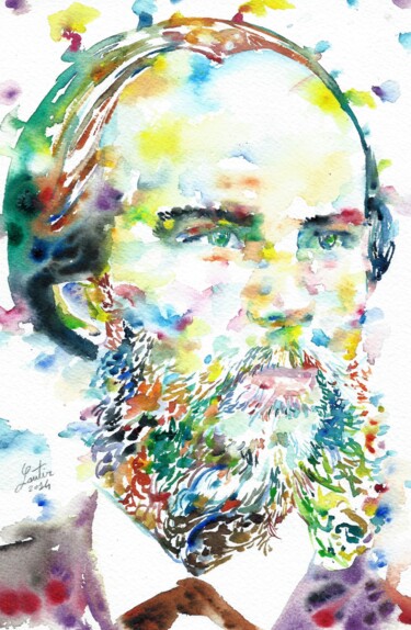 Painting titled "PAUL VERLAINE" by Lautir, Original Artwork, Watercolor