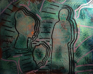Painting titled "Solar system has go…" by Aude Peris, Original Artwork, Acrylic Mounted on Wood Stretcher frame