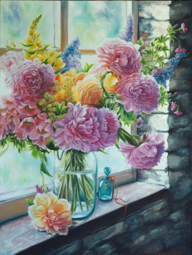 Still life with flowers 绘画 标题为“Still life with flo…” 由Рита Цемкало, 原创艺术品, 油
