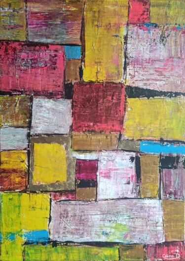 Schilderij getiteld "Lemonove Love" door Celina Drzewiecka, Origineel Kunstwerk, Acryl Gemonteerd op Frame voor houten branc…