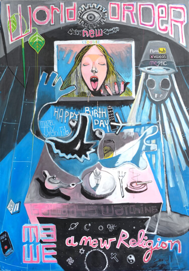 New World Order 绘画 标题为“New World Order” 由Jeremie, 原创艺术品, 丙烯 安装在木质担架架上