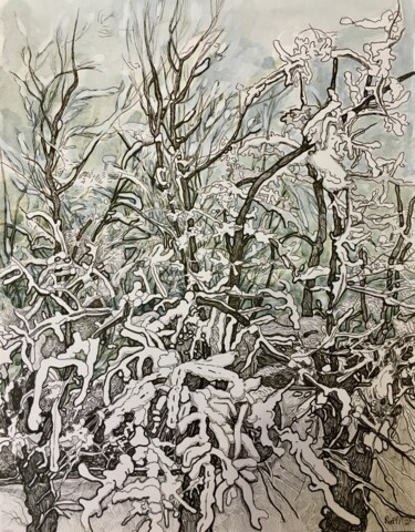绘画 标题为“''Winter landscape'…” 由Raffi Ghazaryan, 原创艺术品, 中性笔