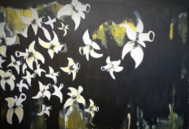 Peinture intitulée "White flowers" par Sebastian Rinkenburger, Œuvre d'art originale, Acrylique