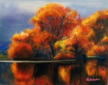 Painting titled "couleur d'automne" by Renée Estebanez, Original Artwork, Oil