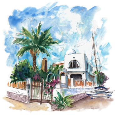 House In San Jose 02 Painting titled "House In San Jose 02" by Miki De Goodaboom, Original Artwork, Watercolor