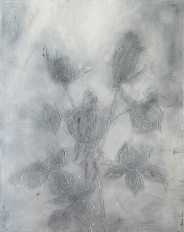 'Roses Buds' Black and White Acrylic Original Painting Painting titled "'Roses Buds' Black…" by Iryna Antoniuk (IRENA TONE), Original Artwork, Acrylic