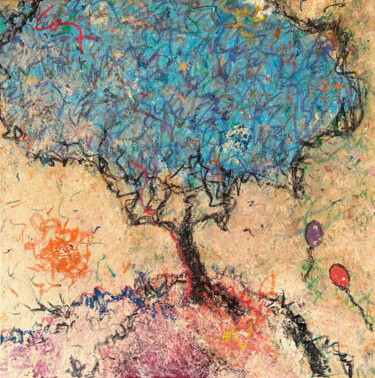 Malerei mit dem Titel "Les ballons" von Claude-Yvan Conne, Original-Kunstwerk, Acryl Auf Keilrahmen aus Holz montiert