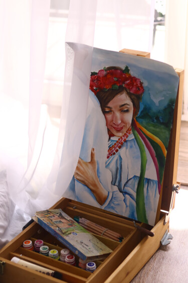 Reliable shoulder Peinture intitulée "Reliable shoulder" par Anna Borsevskaa, Œuvre d'art originale, Aquarelle