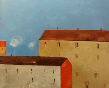 Ζωγραφική με τίτλο "Old City Fragment 5" από Kestutis Jauniskis, Αυθεντικά έργα τέχνης, Λάδι