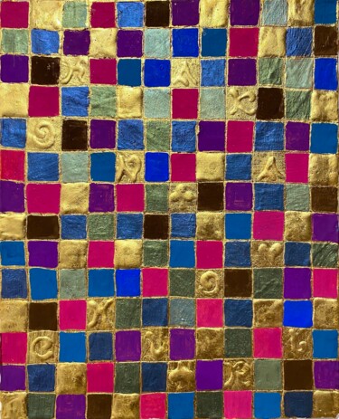 COLORFUL Painting titled "COLORFUL" by Chiori Ohnaka, Original Artwork, Pigments Mounted on Wood Panel