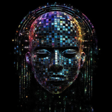 数字艺术 标题为“Face and Mosaic 1.3” 由Elmir Tatar, 原创艺术品, AI生成的图像