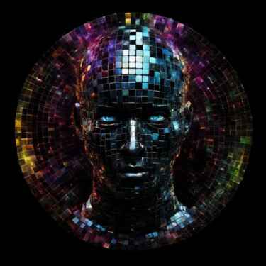 数字艺术 标题为“Face and Mosaic 1.4” 由Elmir Tatar, 原创艺术品, AI生成的图像