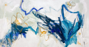Painting titled "Forget Me Nots" by Cheryl Harrison, Original Artwork, Acrylic