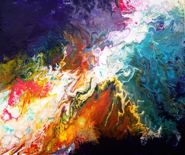 绘画 标题为“Pouring - Turbulence” 由Tatiana Guennewig, 原创艺术品, 丙烯 安装在木质担架架上