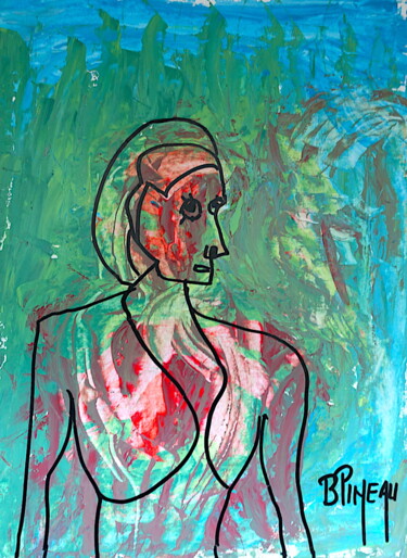Peinture intitulée "P109H48 Flammes en…" par Bernard Pineau, Œuvre d'art originale, Huile