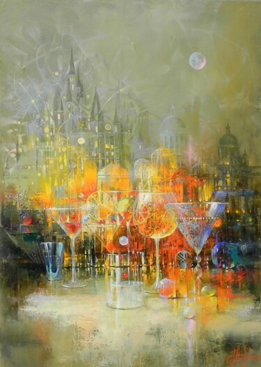 Schilderij getiteld ""Cocktail party"" door Novikovartfamily, Origineel Kunstwerk, Olie