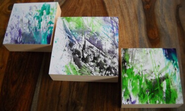 Les herbes folles (Triptyque) Malerei mit dem Titel "Les herbes folles (…" von Vinet-Larente, Original-Kunstwerk, Tinte Auf Keilrahmen aus Holz montiert