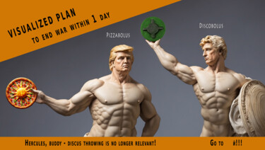 Two ancient figures Discobolus and Pizzabolus 数字艺术 标题为“Two ancient figures…” 由Art$Art, 原创艺术品, 2D数字工作