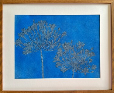 Agapanthus Azul Original Painting supported by frame 绘画 标题为“Agapanthus Azul Ori…” 由Iryna Antoniuk (IRENA TONE), 原创艺术品, 丙烯