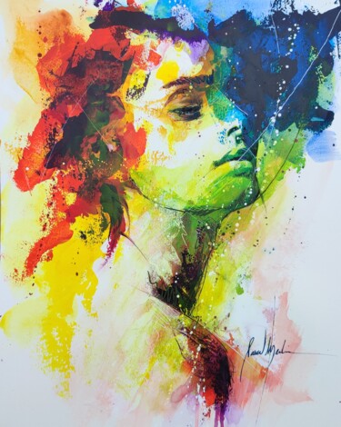 Painting titled "Portrait 02" by Pascal Merlin, Original Artwork, Acrylic