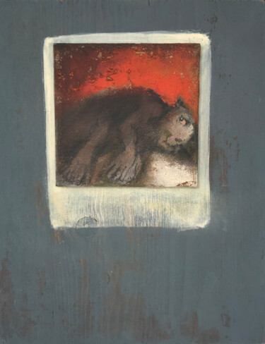 the dream of a bear 绘画 标题为“the dream of a bear” 由Sergii Shkoliar, 原创艺术品, 油 安装在木板上