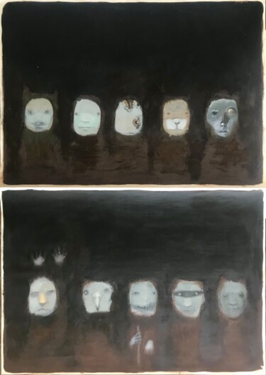 Painting titled "DETECTIVE (diptych)" by Sergii Shkoliar, Original Artwork, Acrylic