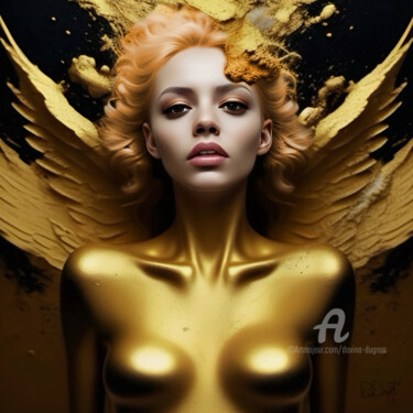 Golden Abundance Activation III Digitale Kunst getiteld "Golden Abundance Ac…" door Davina Dugnas, Origineel Kunstwerk, 2D Digital Work Gemonteerd op Frame…