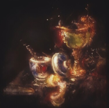 Peinture intitulée "Nature Morte au Ver…" par Amazeigh Bouzékri, Œuvre d'art originale, Huile