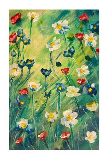 Peinture intitulée "beautiful flowers" par Mdamepomme, Œuvre d'art originale, Acrylique Monté sur Plexiglas