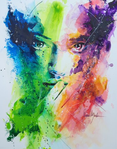Painting titled "Portrait 01" by Pascal Merlin, Original Artwork, Acrylic