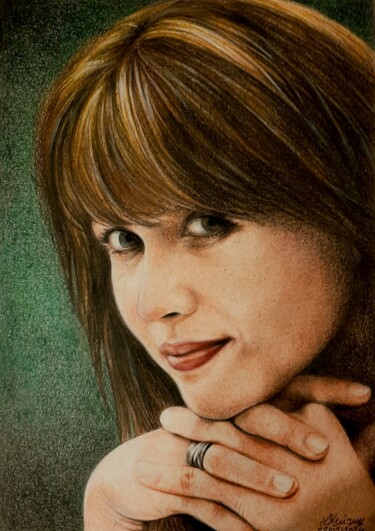 图画 标题为“Sophie Marceau” 由Laurence Keriguy, 原创艺术品, 铅笔