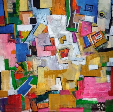 Painting titled "Abstract 4" by Mohammad Ali, Original Artwork, Oil Mounted on Wood Stretcher frame