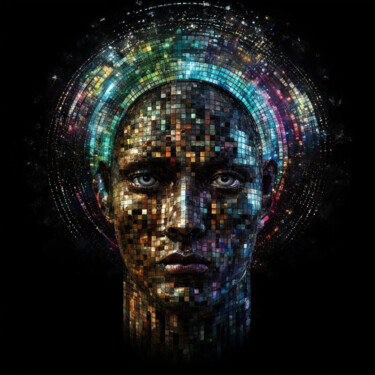 数字艺术 标题为“Face and Mosaic 1.6” 由Elmir Tatar, 原创艺术品, AI生成的图像