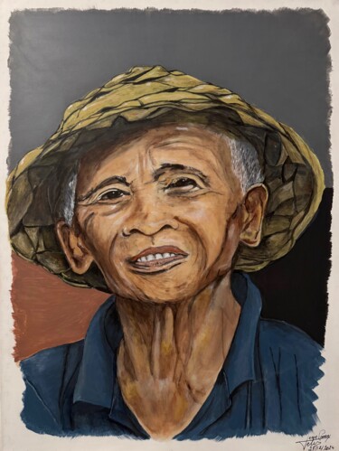 Painting titled "Ebisu  pêcheur phil…" by Jean Pierre Fetis, Original Artwork, Acrylic Mounted on Wood Stretcher frame