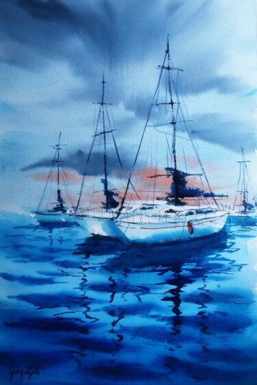 绘画 标题为“boats 79” 由Giorgio Gosti, 原创艺术品, 水彩