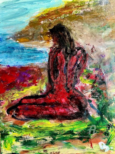 Observer Schilderij getiteld "Observer" door Julien Danaux (Artdanaux), Origineel Kunstwerk, Olie Gemonteerd op Frame voor houten bra…