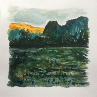 Painting titled "Paysage deux" by Camille Rouschmeyer, Original Artwork, Acrylic