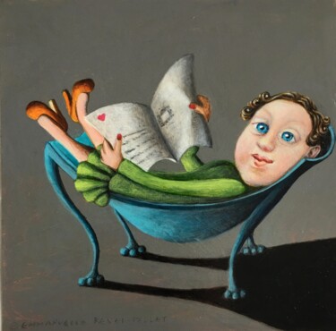 Peinture intitulée "Courrier du coeur" par Emmanuelle Pellet, Œuvre d'art originale, Acrylique Monté sur Carton