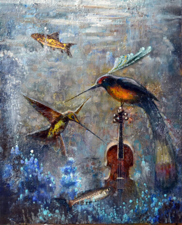 绘画 标题为“Melody of the depths” 由Sergei Lisitsyn, 原创艺术品, 油 安装在纸板上
