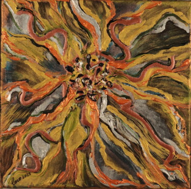 Painting titled "DEEP FIRE" by Coco, Original Artwork, Acrylic Mounted on Wood Stretcher frame